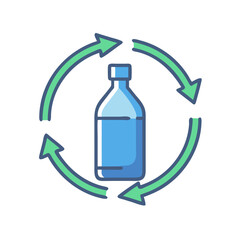 Recyclable plastic bottle and green arrows icon