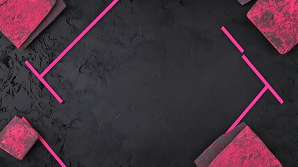 Fototapeta premium Pink geometric shapes on black