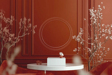 red vase on a red wall