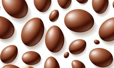 Chocolate candies spread across a clean white background creating a delightful and inviting visual display