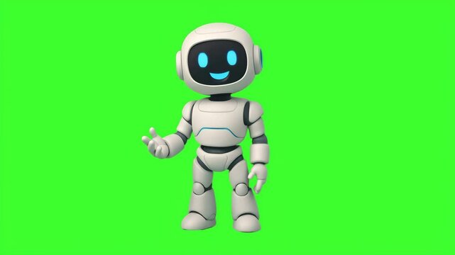 Futuristic robot character with smiling face
