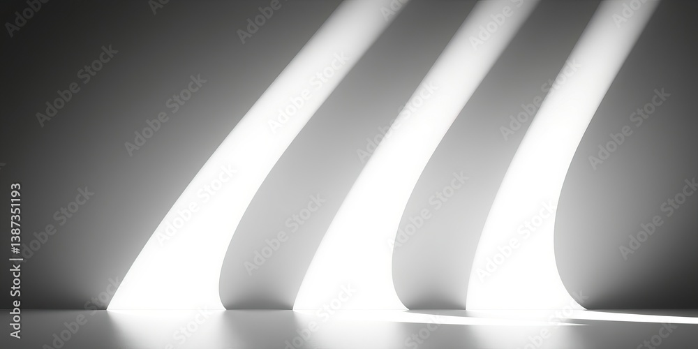 Poster minimalist light reflections creating dynamic patterns on a gray background