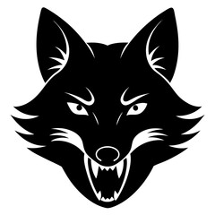 A wolf face silhouette vector illustration on white background 