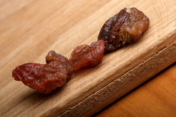 Dried fruits on wood in natural light