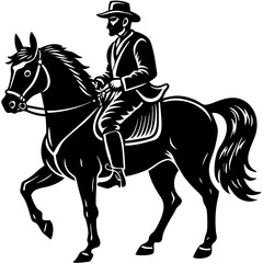A horse with man silhouette vector illustration on white background 