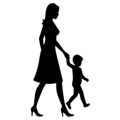 Woman and Child Vector Silhouette | Family and Love Clipart