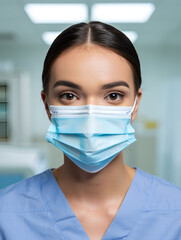 Nurse with mask and gloves