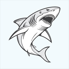shark smile with sunglass, cute animal cartoon illustration