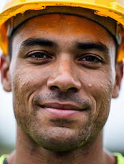 Construction worker with helmet