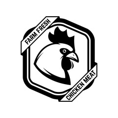 Chicken meat labels. Farm fresh poultry meat. Design elements for logo, label, emblem, sign, brand mark. Vector illustration.