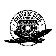 aviators club labels. Retro planes. Design elements for logo, label, emblem, sign, brand mark. © Kotliar Ivan