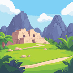 Machu Picchu in vector. Illustration