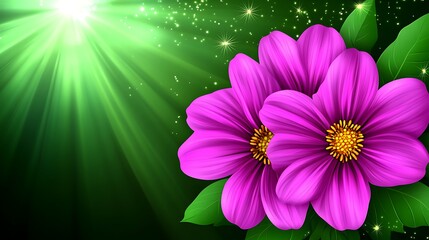 Obraz premium Radiant pink flowers glowing light