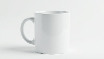 Fototapeta premium One white ceramic mug isolated on white backdrop, elegant, modern