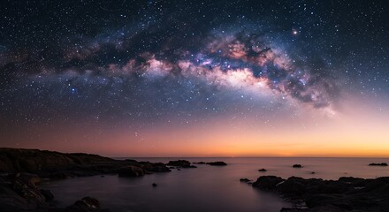 Fototapeta premium Celestial Embrace of the Coast AI Generated