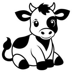 funny cow cartoon vector silhouette