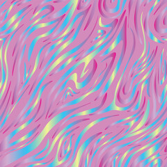 Striped zebra vector pattern seamless with multicolored hologram rainbow stripes. Endless print for clothes and fabric in bright summer style. Trendy neon print of fashionable safari.