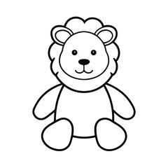 Cute Lion Stuffed Animal Line Art For Childrens Illustration Design