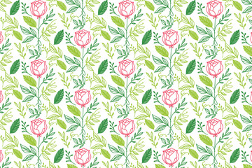 modern single line flower art with minimal rose and leaf elements ideal for fabric wallpaper and wrapping paper designs

