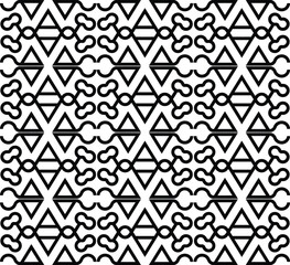 Intricate Geometric Pattern Seamless Design.A black and white seamless pattern featuring a complex, repeating geometric design.