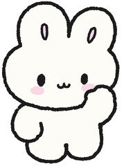 앞발을 들고 인사하는 토끼 일러스트 스티커
