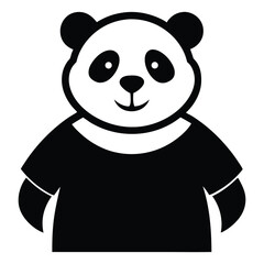 a panda is wearing a t-shirt silhouette vector art illustration