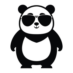 Panda Wearing Sunglasses Silhouette Vector Art Illustration on White Background