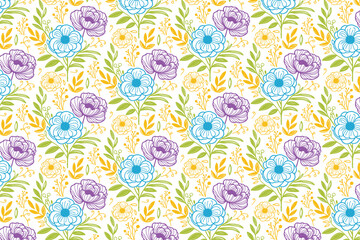 continuous outline flower and leaf pattern for seamless fabric design pillow cover kitchen fabric and stylish textile

