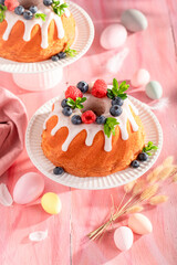 Glazed ring cake for Easter as perfect Easter card.