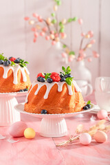 Glazed ring cake for Easter as sweet Easter pastry.