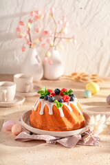 Sweet Easter ring cake as sweet Easter pastry.