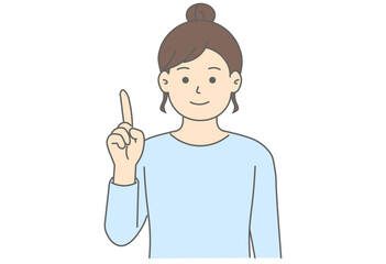 Woman Pointing Upwards with Index Finger