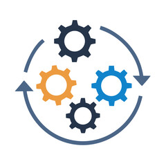 Rotating Gears with Arrows Representing Process Automation or Workflow Icon Design