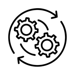 Rotating Gears with Arrows Representing Process Automation or Workflow Icon Design