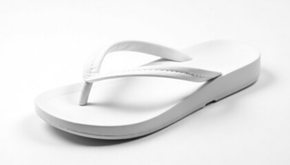 Single white flip-flop, isolated on pure white background, fashion, holiday