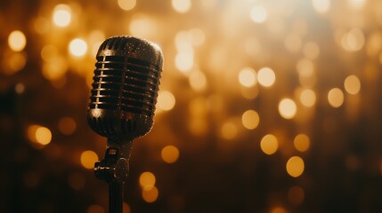 Retro microphone with lights for music event