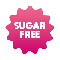 Sugar Free pink stamp Design for Health Conscious and Organic Product. No added sugar symbol, pink badge, tag or emblem isolated in circle design. Diabetic product. Vector illustration EPS 10