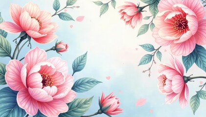 Delicate watercolor floral pattern, pastel hues, soft focus, flowers, ethereal, subtle