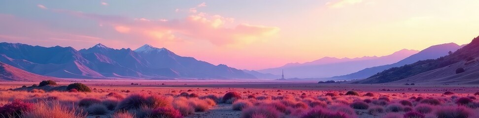 Obraz premium Empty landscape with mountains in the distance, horizon, landscape