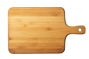 Fototapeta premium Cutting Board Detail: A high-angle shot captures the elegance of a cutting board with a handle, its wood grain telling tales of culinary creativity. Perfect for designers and chefs.
