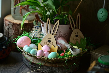 easter eggs in a basket