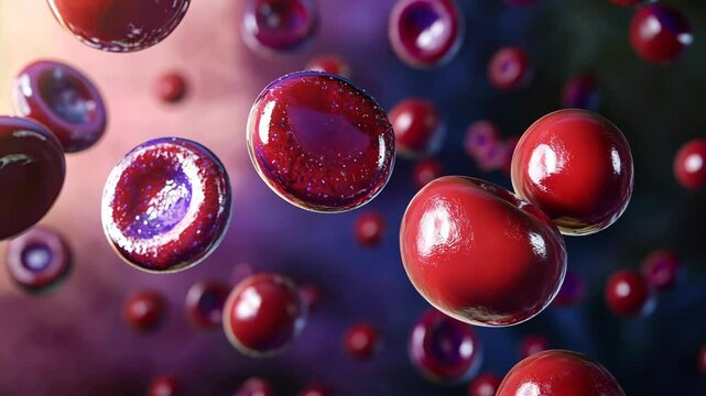Microscopic view of red blood cells in motion within the human bloodstream at a cellular level during a biomedical study