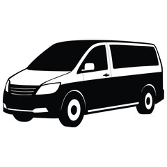Side View Of A Mini Van Silhouette Vector Illustration – Modern, Compact, Family Vehicle Design