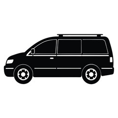 Side View Of A Mini Van Silhouette Vector Illustration – Modern, Compact, Family Vehicle Design