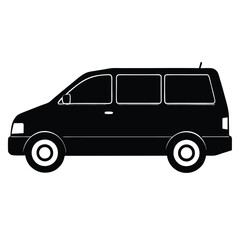 Side View Of A Mini Van Silhouette Vector Illustration – Modern, Compact, Family Vehicle Design