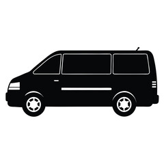 Side View Of A Mini Van Silhouette Vector Illustration – Modern, Compact, Family Vehicle Design