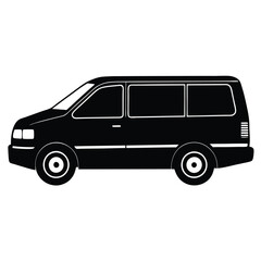 Side View Of A Mini Van Silhouette Vector Illustration – Modern, Compact, Family Vehicle Design