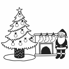 coloring-book-page-Christmas--vector-illustration