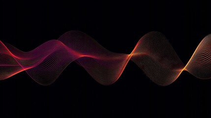 Abstract Wavy Lines with Vibrant Gradient on a Black Background