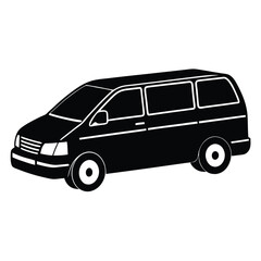 Side View Of A Mini Van Silhouette Vector Illustration – Modern, Compact, Family Vehicle Design